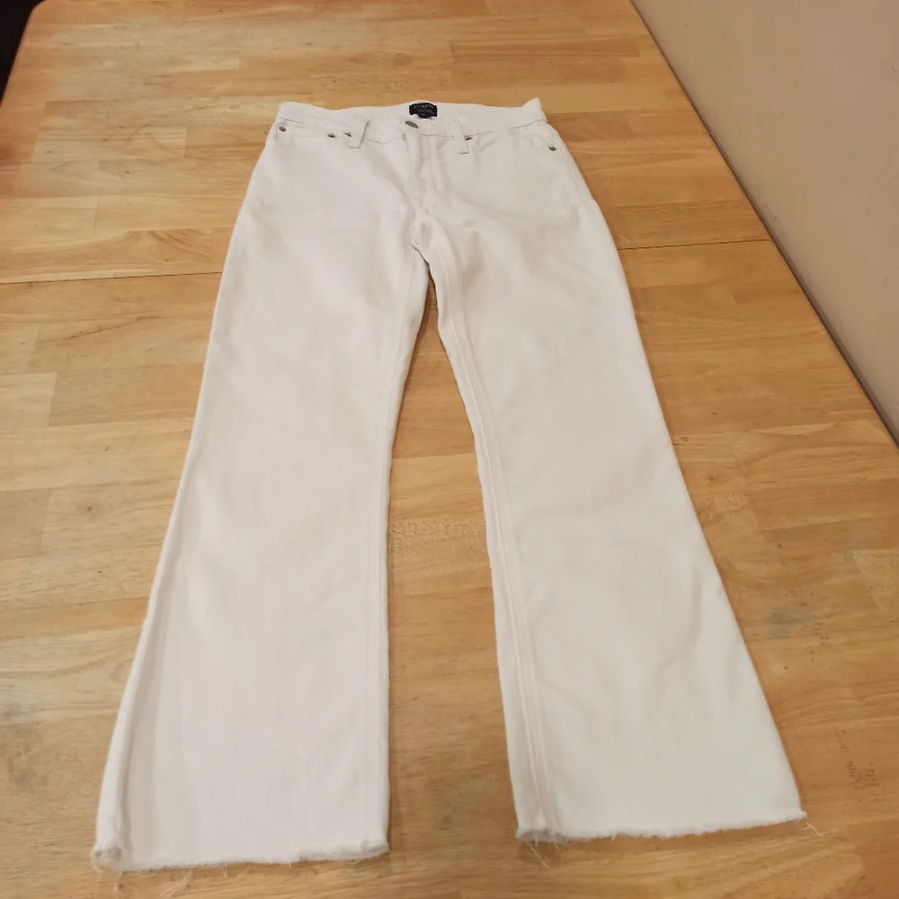 J Crew Flare Crop Jean in White Denim Signature Stretch Women's 25 - Picture 1 of 16